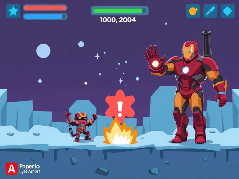 Paper Io 2 Iron Man secret skin in action, glowing with repulsor energy